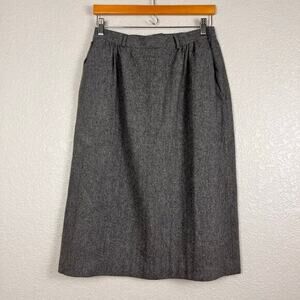 Vtg Skirt Womens 10 Gray Wool Blend‎ Lined Pockets Modest Academia Secretary